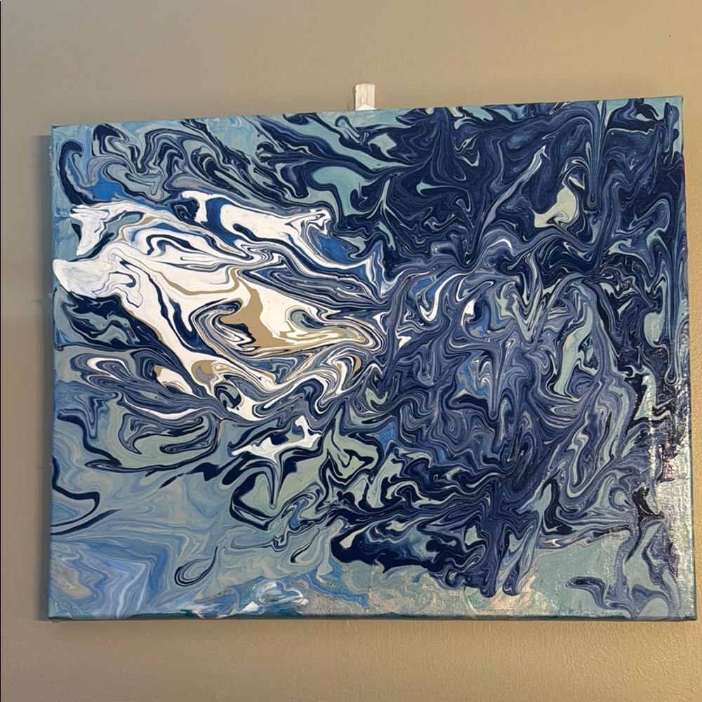 Abstract Blue and White Canvas Art